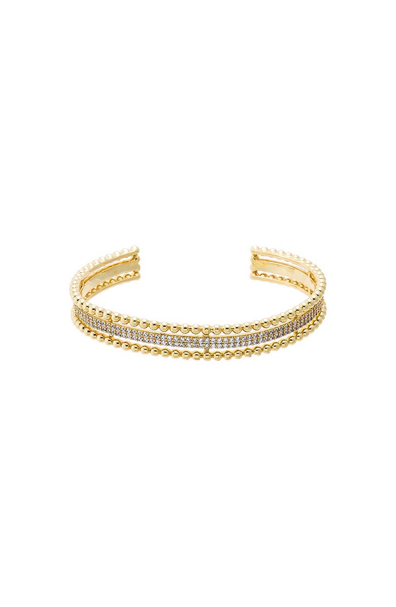 BY ADINA EDEN Beaded Multi Row Pavé Open Bangle, Main, color, Gold