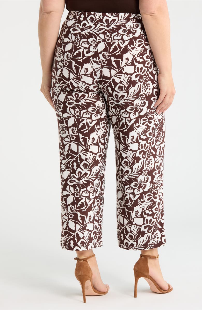 AK ANNE KLEIN Print Knit Crop Wide Leg Pants, Alternate, color, Dark Chocolate/ White