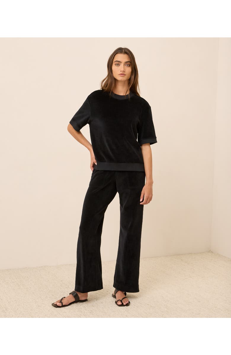 Pact Organic Cotton Pure Velour Wide Leg Pant, Alternate, color, Black