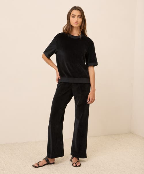 Pact Organic Cotton Pure Velour Wide Leg Pant In Black