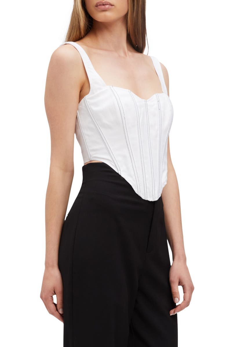 Bardot Linen Corset Top, Alternate, color, 