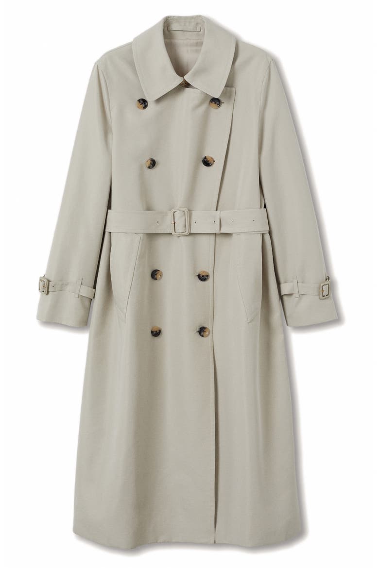 Double Breasted Trench Coat, Alternate, color, LIGHT/ PASTEL GREY