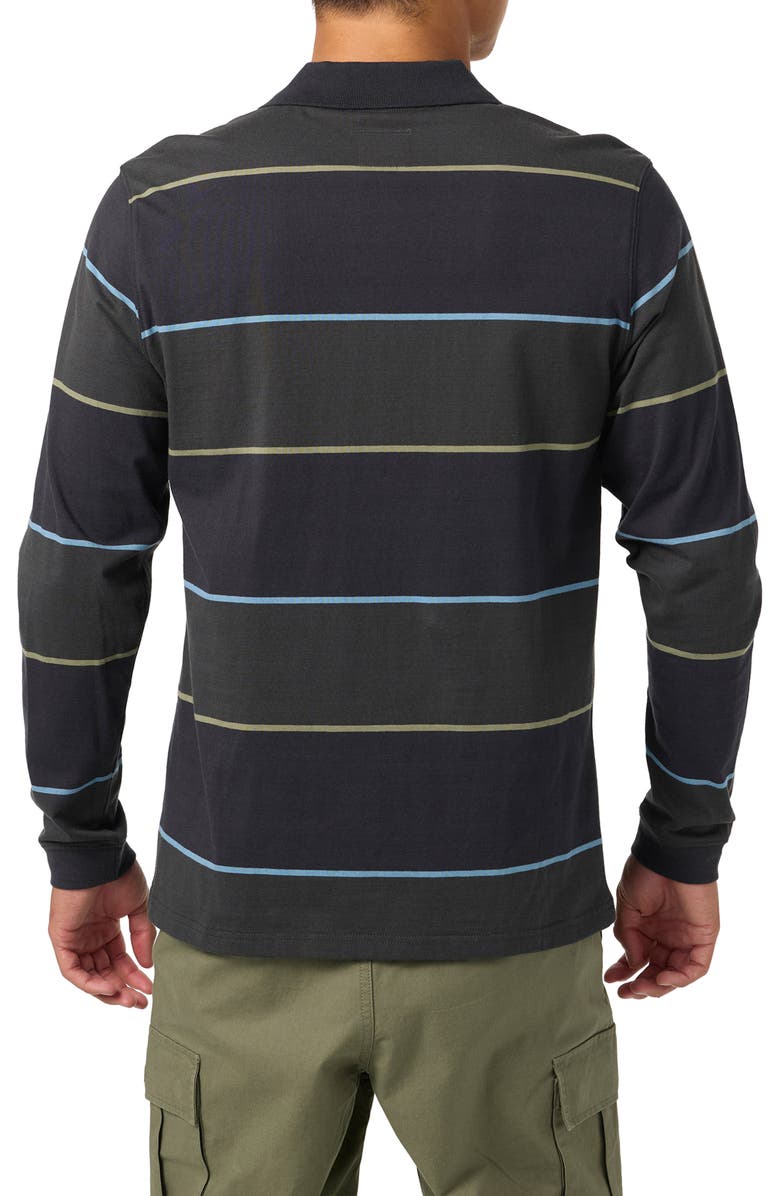 O'Neill Cassidy Stripe Long Sleeve Polo, Alternate, color, Black