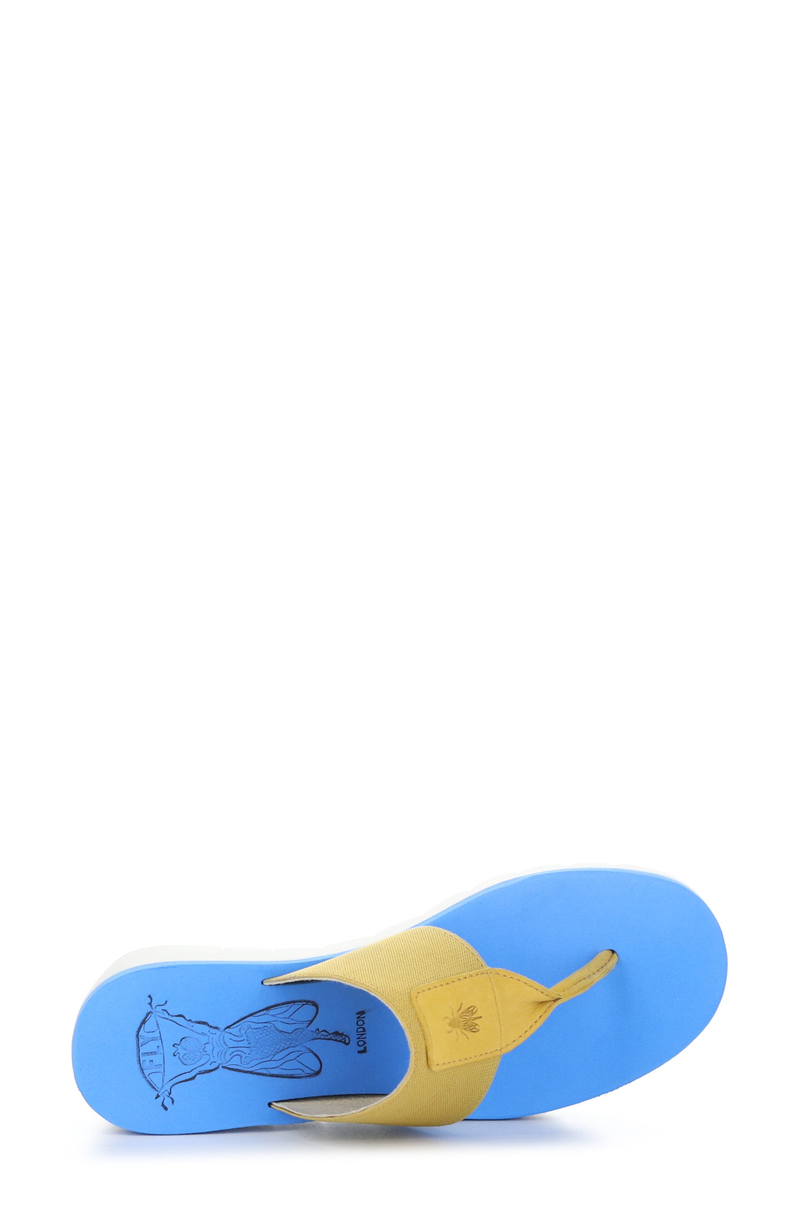 Fly London Yomu Wedge Flip Flop, Alternate, color, 005 Bumblebee/ Azure
