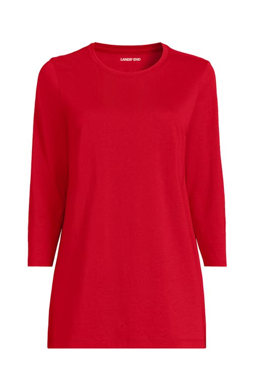 Lands' End Plus Size 3/4 Sleeve Cotton Supima Tunic In Red