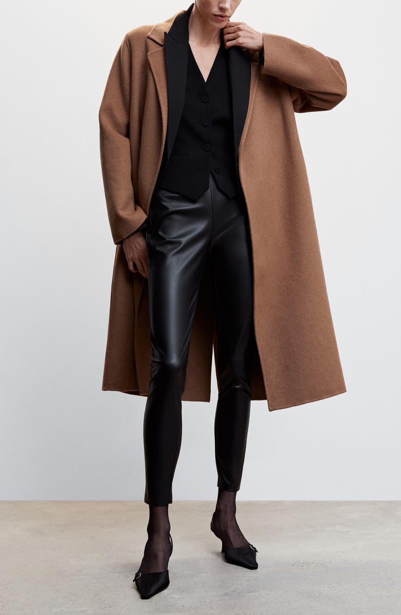 MANGO Faux Leather High Waist Crop Leggings, Alternate, color,