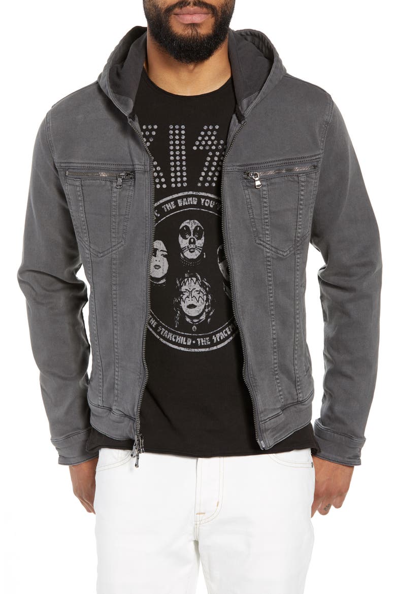 Hooded Denim Jacket, Main, color, SHARK GREY