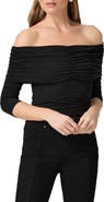 PAIGE Naya Ruched Off the Shoulder Crop Top