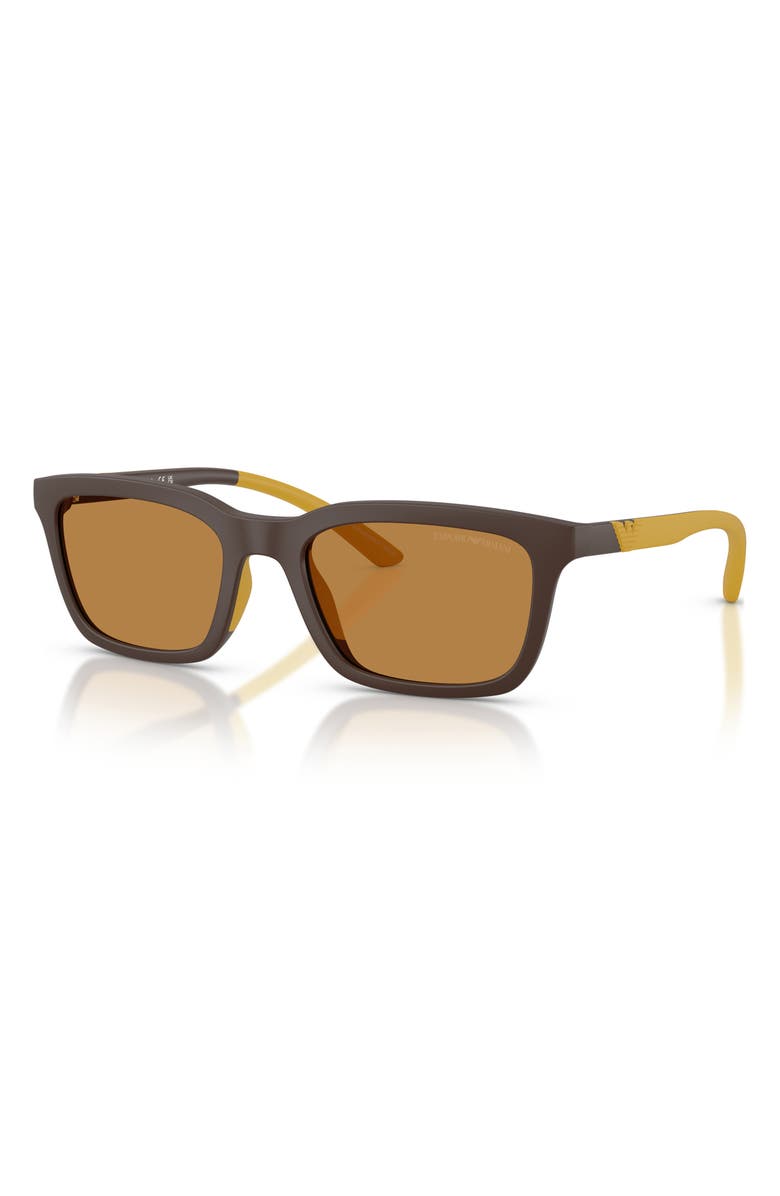 Emporio Armani 55mm Rectangle Sunglasses, Alternate, color, Matte Brown / Light Brown