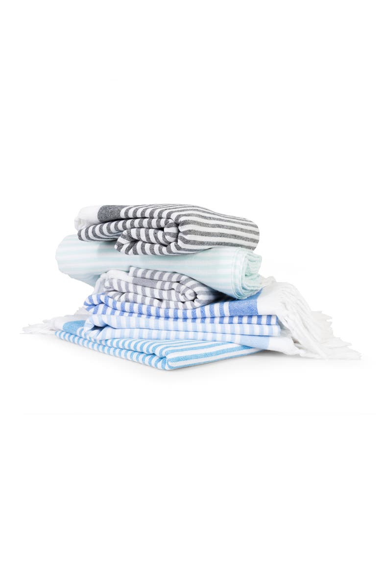 Soft Stripes Turkish Pestemal Towel, Alternate, color, BLACK