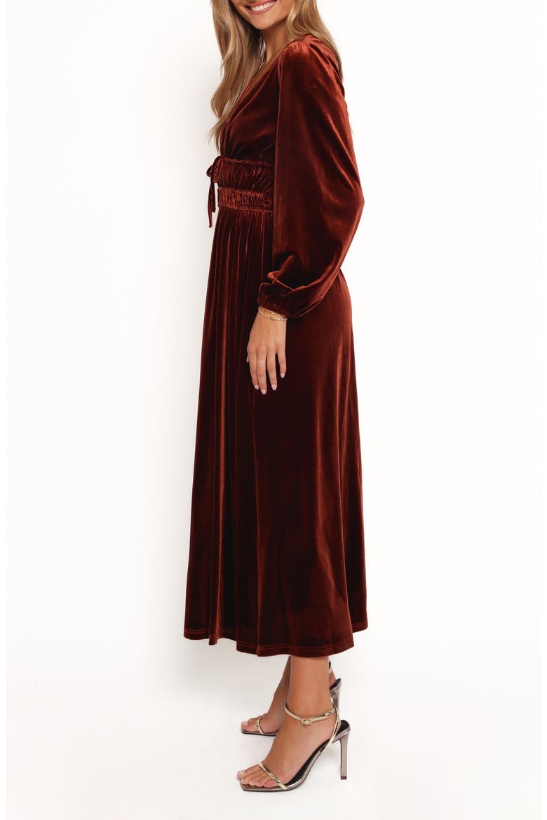Cece Long Sleeve Velvet Maxi Dress, Alternate, color, RUST