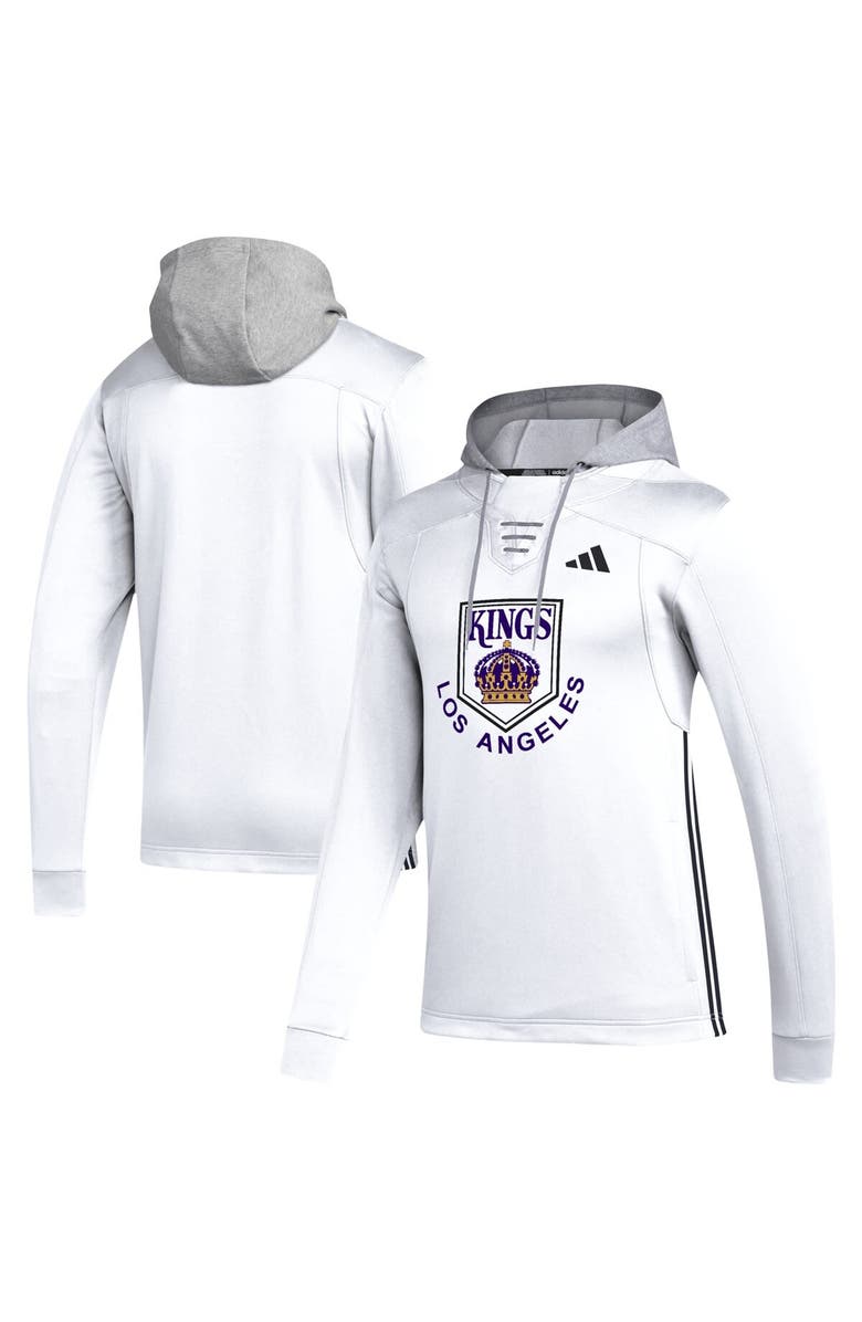 adidas Men's adidas White Los Angeles Kings Refresh Skate Lace AEROREADY Pullover Hoodie, Alternate, color, 