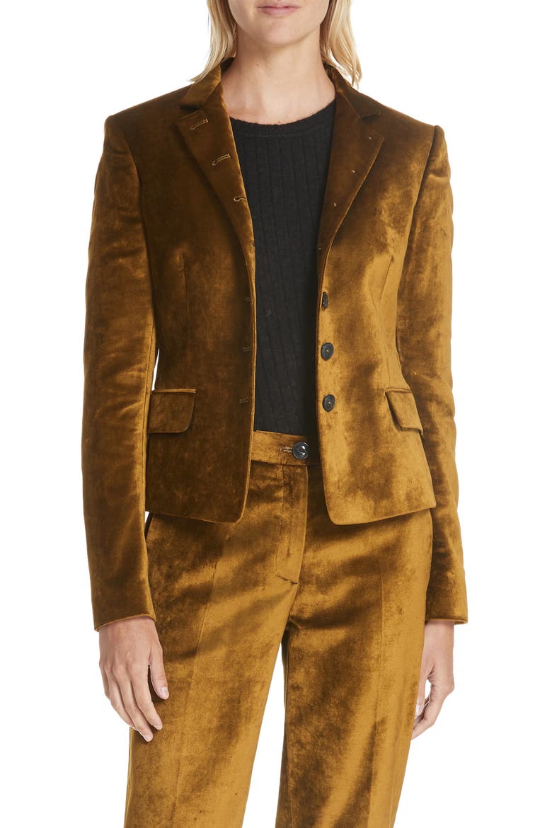 Rei Velvet Blazer, Alternate, color, OLIVE