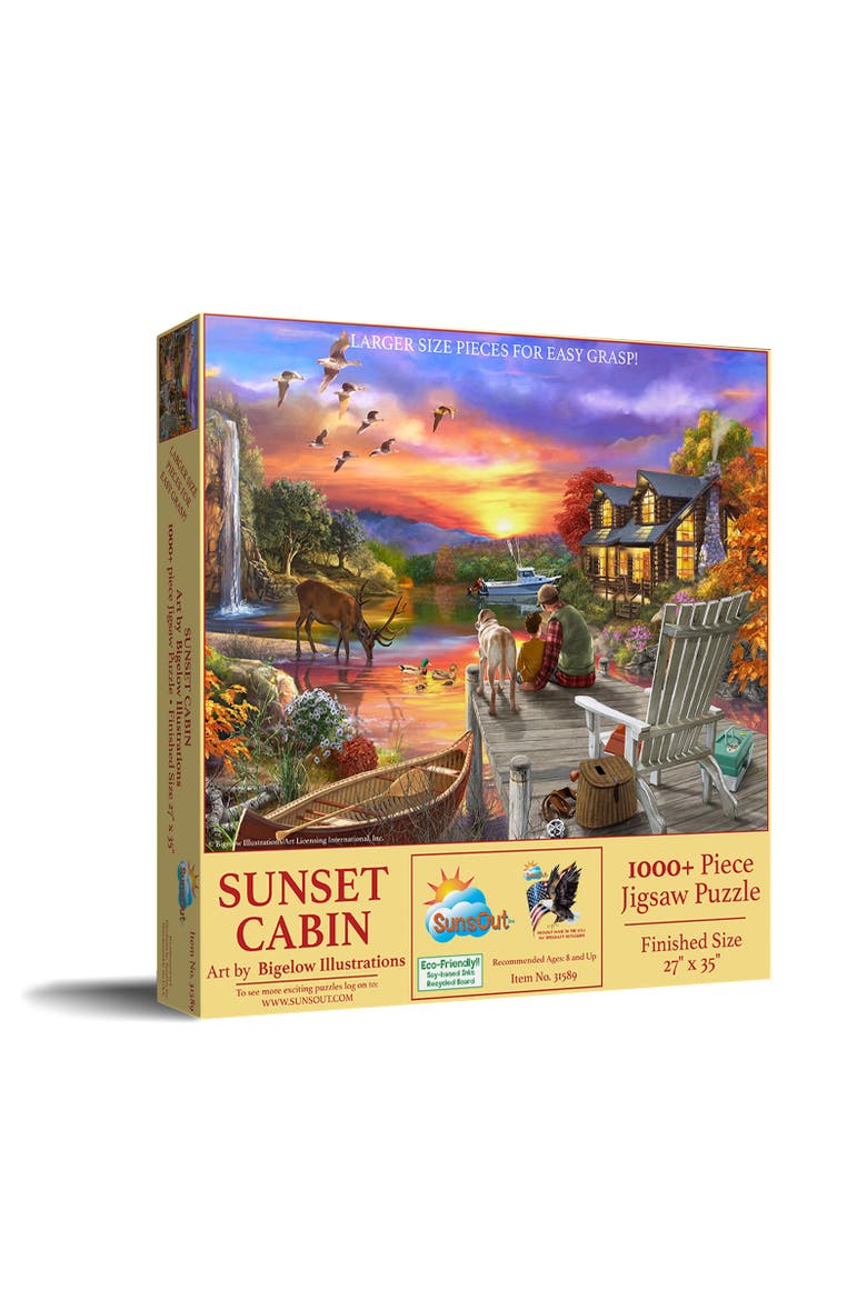 Sunset Cabin 1000 piece Jigsaw Puzzle for Adults Large Pieces, Main, color, Multicolor