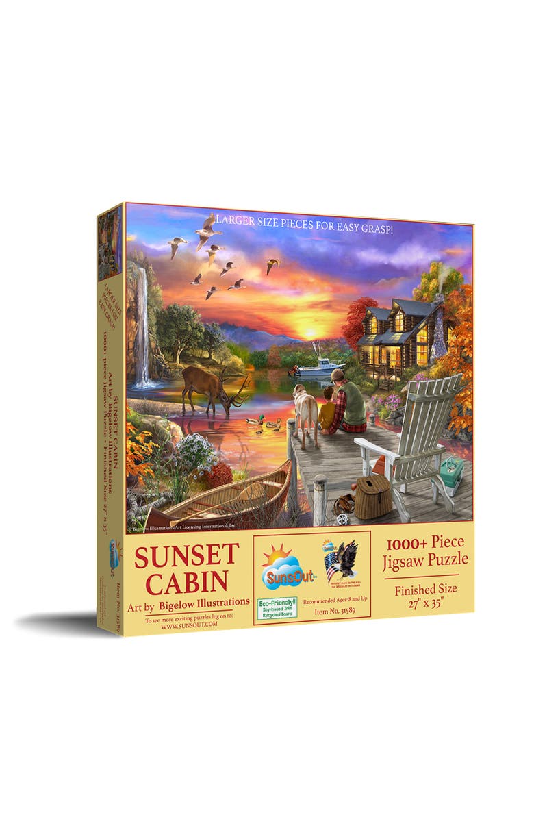Sunsout Sunset Cabin 1000 piece Jigsaw Puzzle for Adults Large Pieces, Main, color, Multicolor