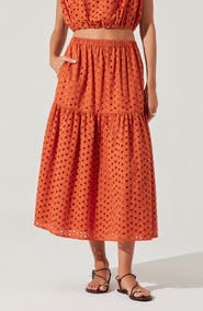 ASTR the Label Nalley Eyelet Tiered Skirt with Pockets