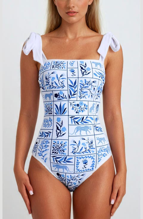 Blue Garden Reversible One-Piece Swimsuit