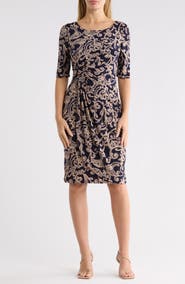 Connected Apparel Mock Wrap Knit Dress