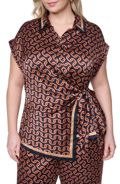 Tie Waist Satin Top (Plus)