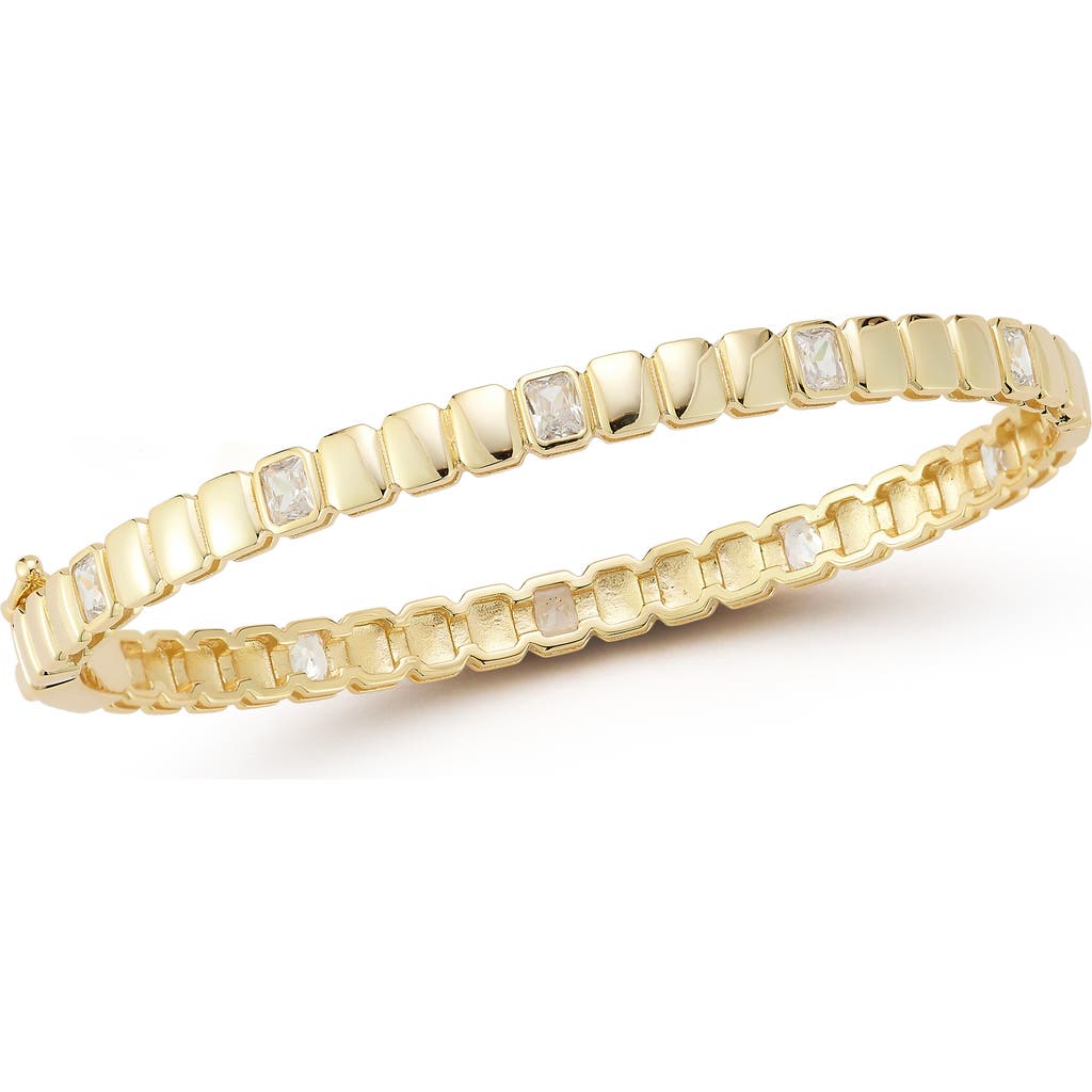 Glaze Jewelry Cubic Zirconia Geometric Hinged Bangle Bracelet