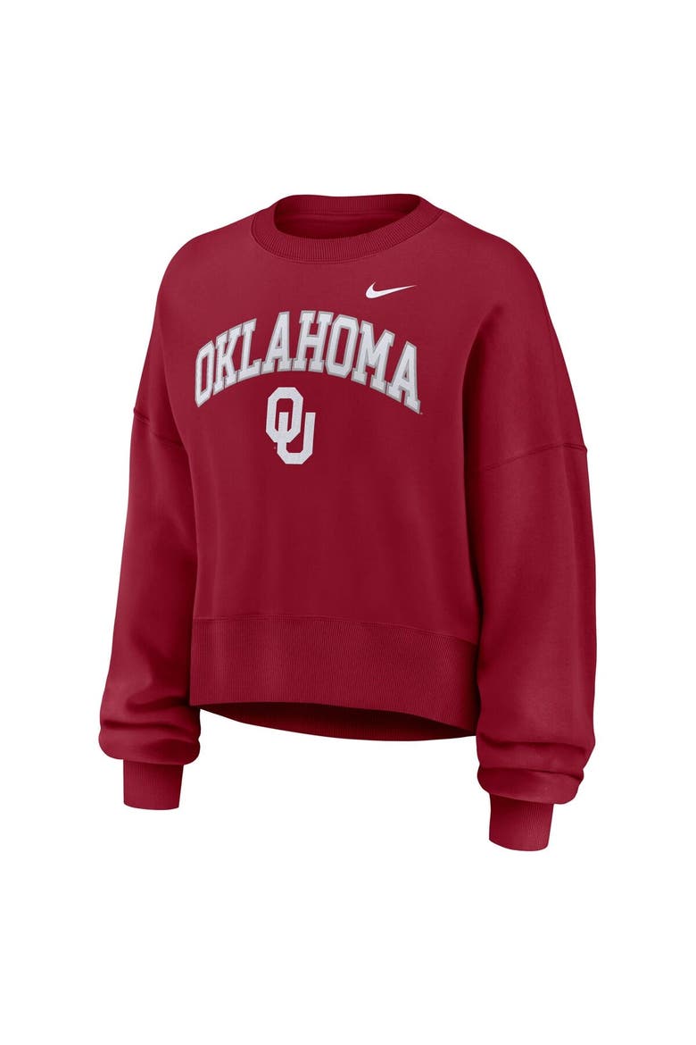 Women's Nike Crimson Oklahoma Sooners Oversized Phoenix Arch Pullover Sweatshirt, Alternate, color, Crimson