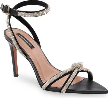 Sandales à Talons CLASSIQUE, Noires, Bride T, Volants, Taille 8 (femme)