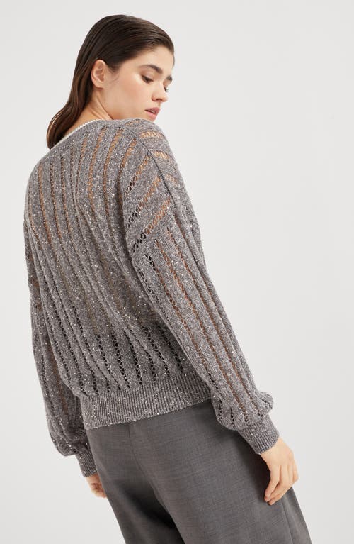 Shop Brunello Cucinelli Dazzling Cardigan In Medium Grey