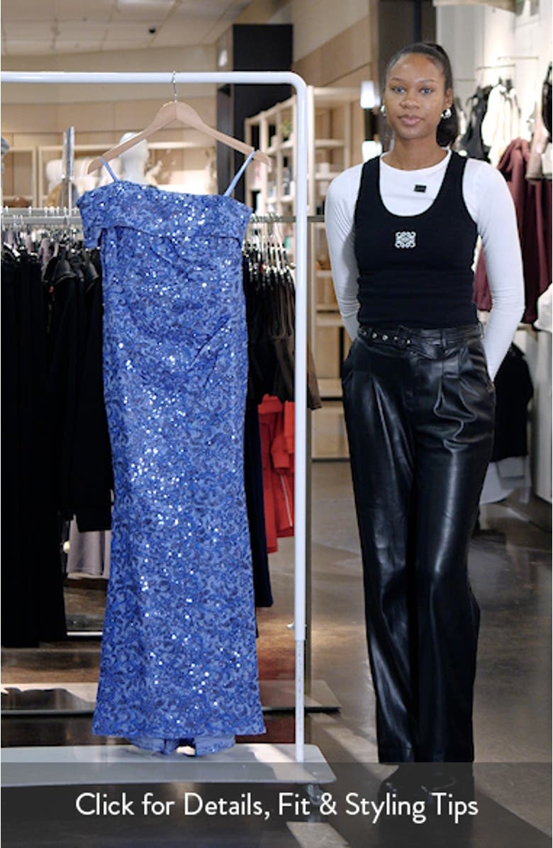 Rhinestone One-Shoulder Mermaid Gown, sales video thumbnail