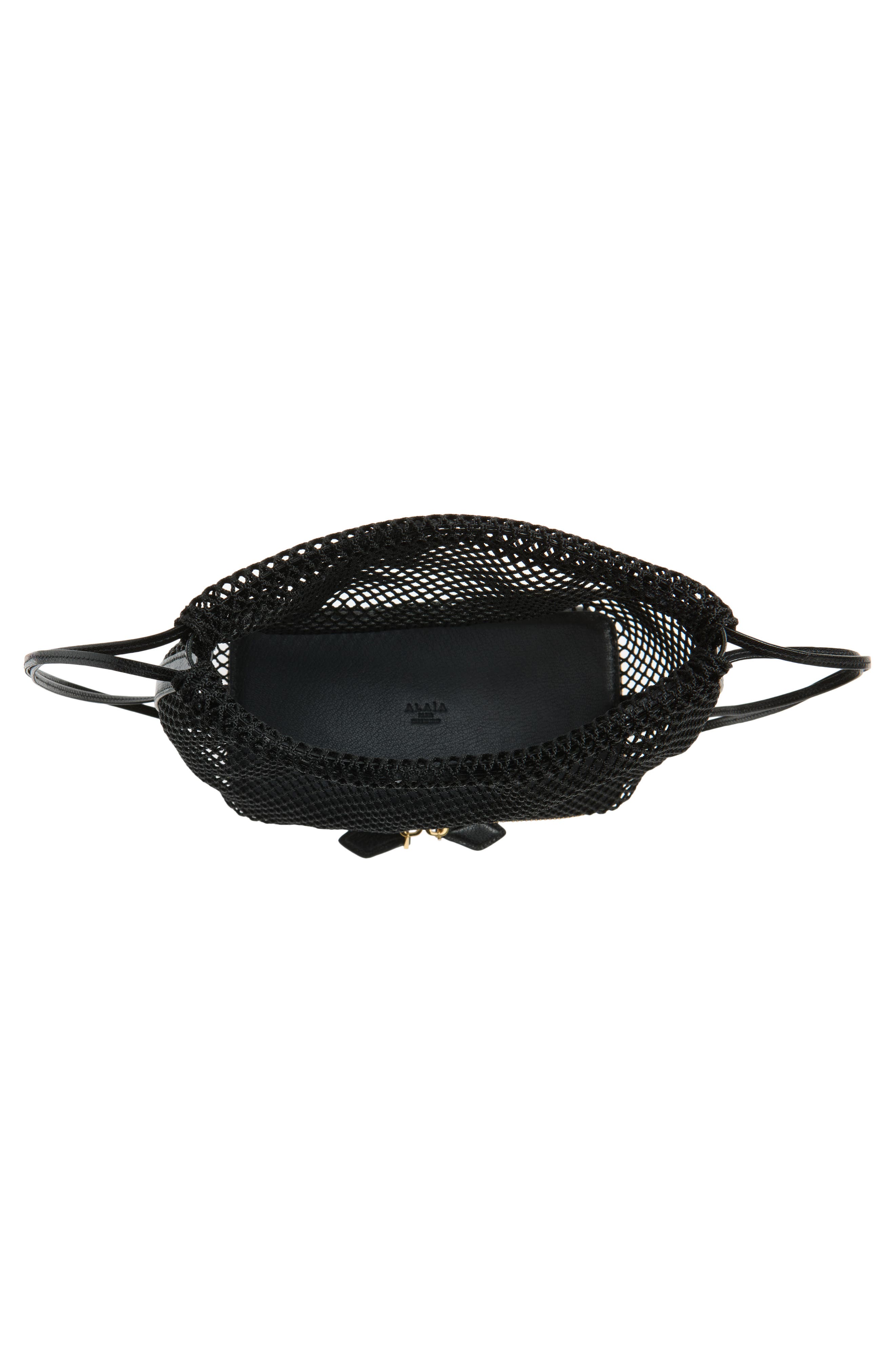 Alaïa Le Pochon Fishnet Shoulder Bag, Alternate, color, Noir 999