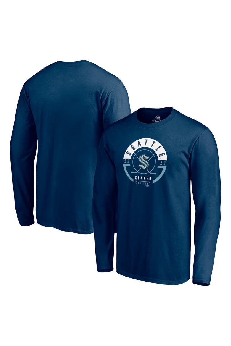 Men's Fanatics  Deep Sea Blue Seattle Kraken Block Party Long Sleeve T-Shirt, Main, color, Navy