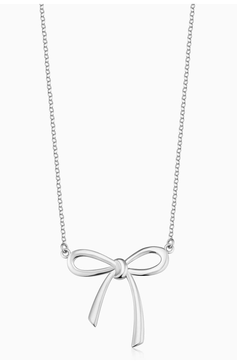 Oradina Sterling Silver Wrap Me Up Bow Pendant Necklace, Main, color, Silver