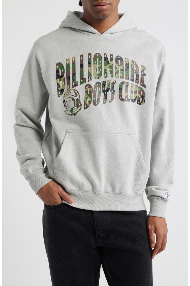 Camo Logo Graphic Hoodie, Main, color, HEATHER GREY
