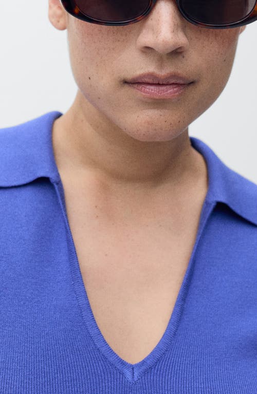 Mango Sleeveless Knit Polo In Blue