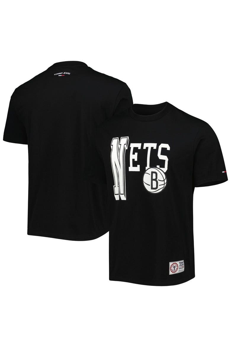 Men's Tommy Jeans Black Brooklyn Nets Mel Varsity T-Shirt, Main, color, Black