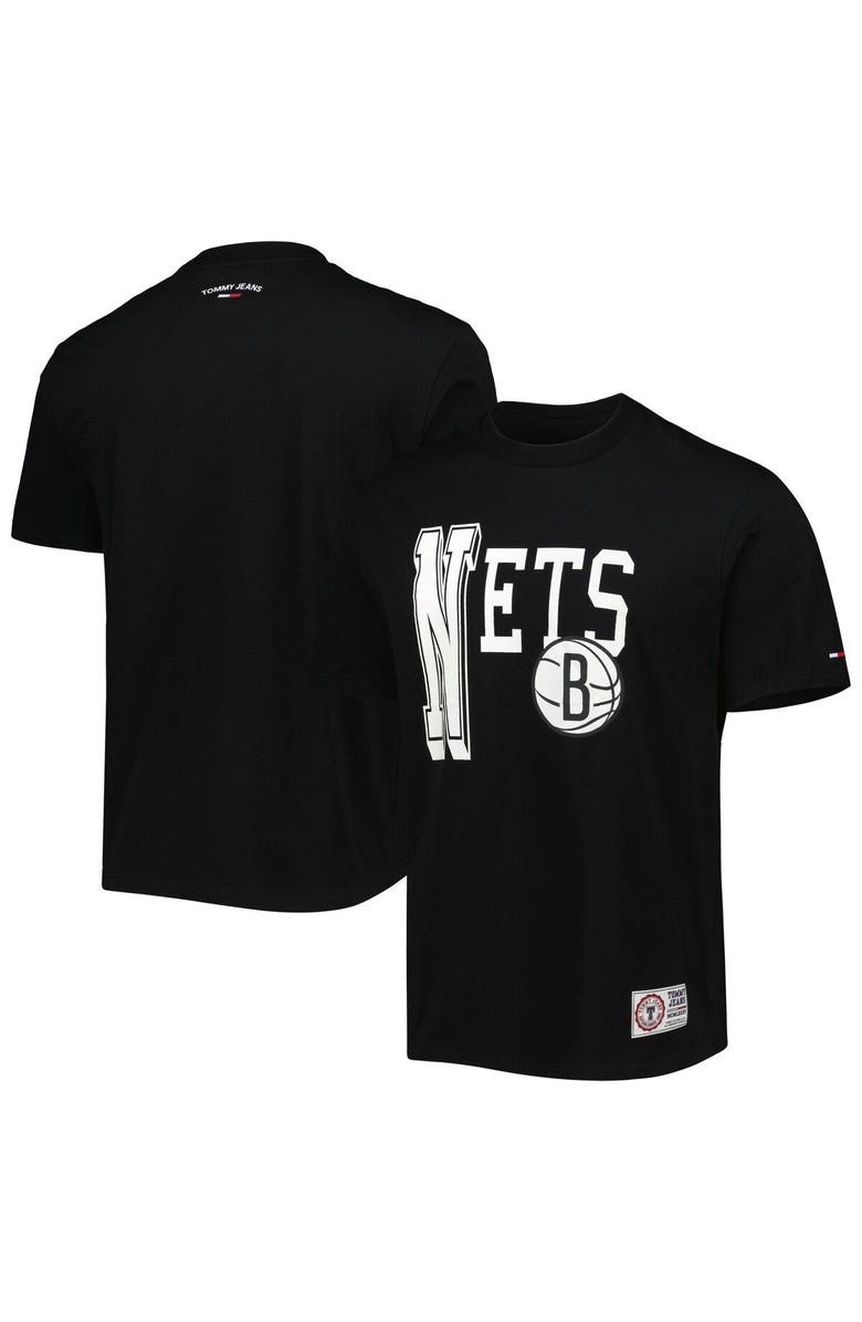 TOMMY JEANS Men's Tommy Jeans Black Brooklyn Nets Mel Varsity T-Shirt, Main, color, Black