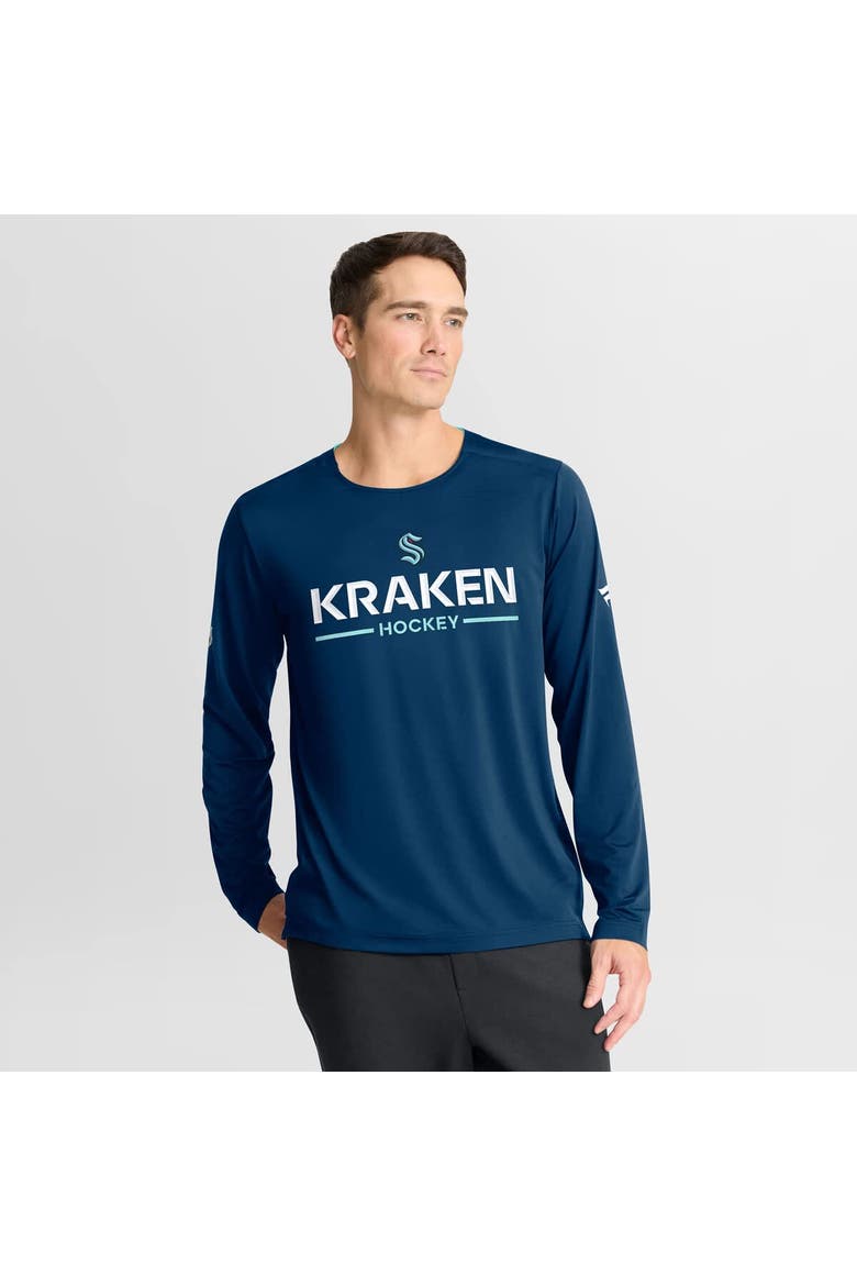 Men's Fanatics Navy Seattle Kraken Authentic Pro Rink Tech Long Sleeve T-Shirt, Main, color, Navy
