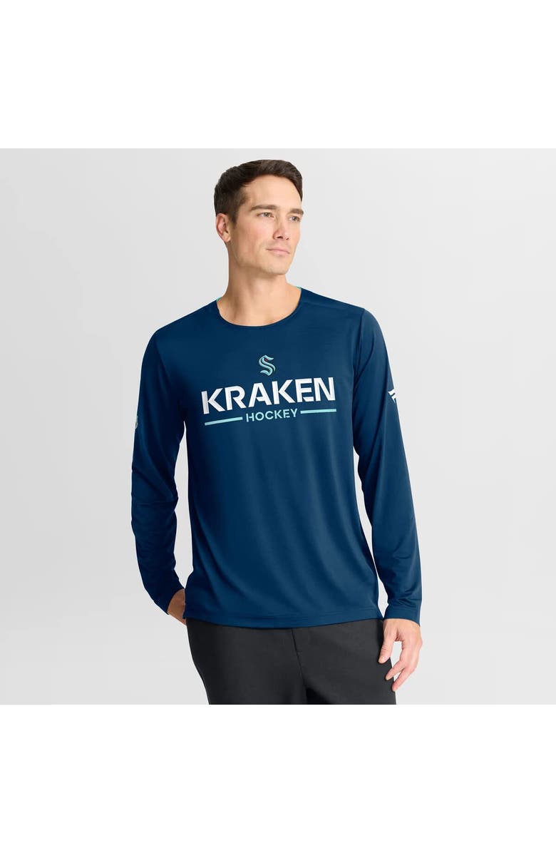 FANATICS Men's Fanatics Navy Seattle Kraken Authentic Pro Rink Tech Long Sleeve T-Shirt, Main, color, Navy