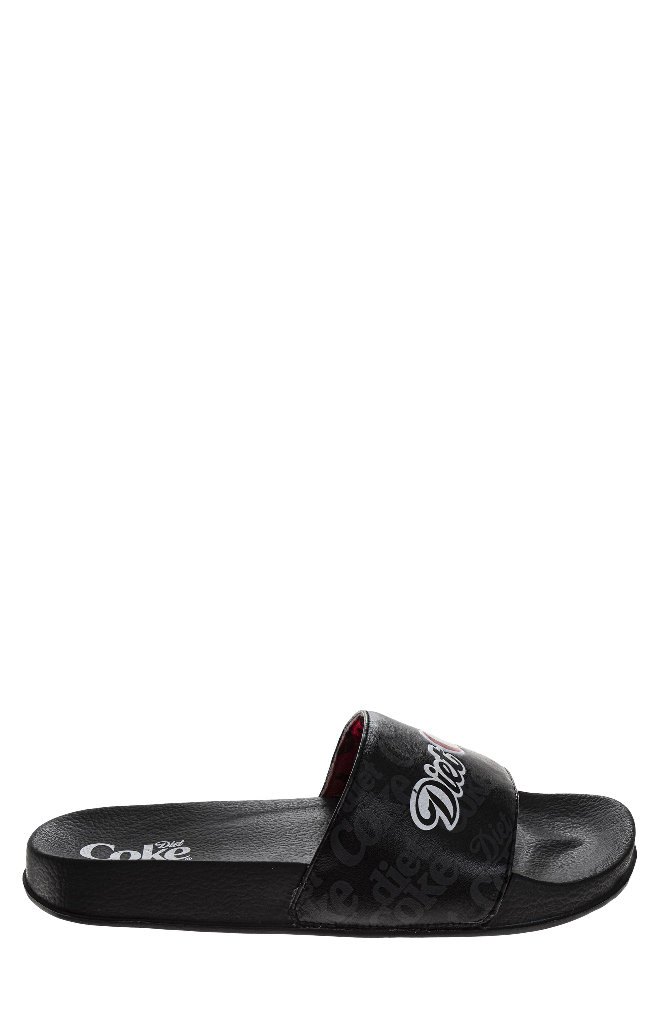Diet Coke® Slide Sandal, Alternate, color, BLACK