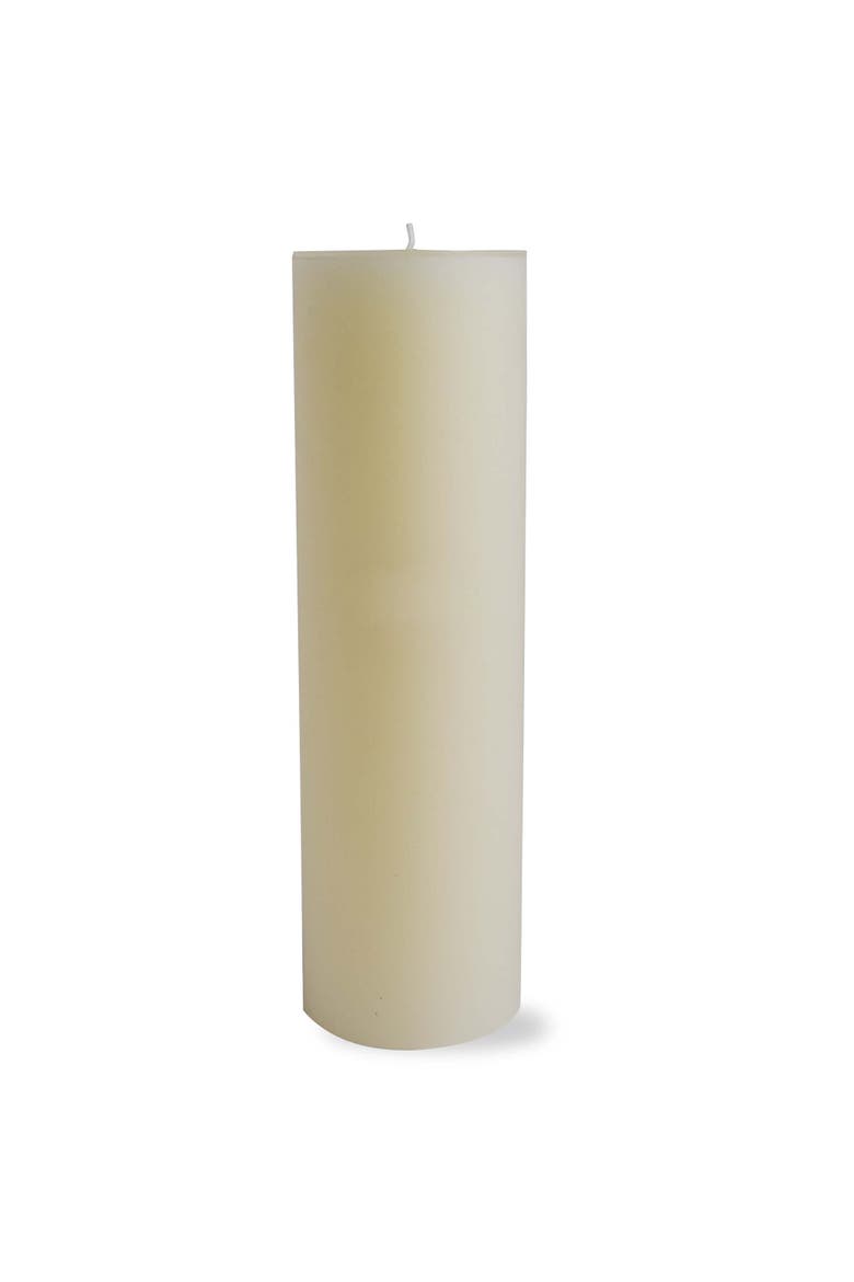 Ivory Pillar Wax Candle Set of 2 Unscented Long Burning, Alternate, color, Beige