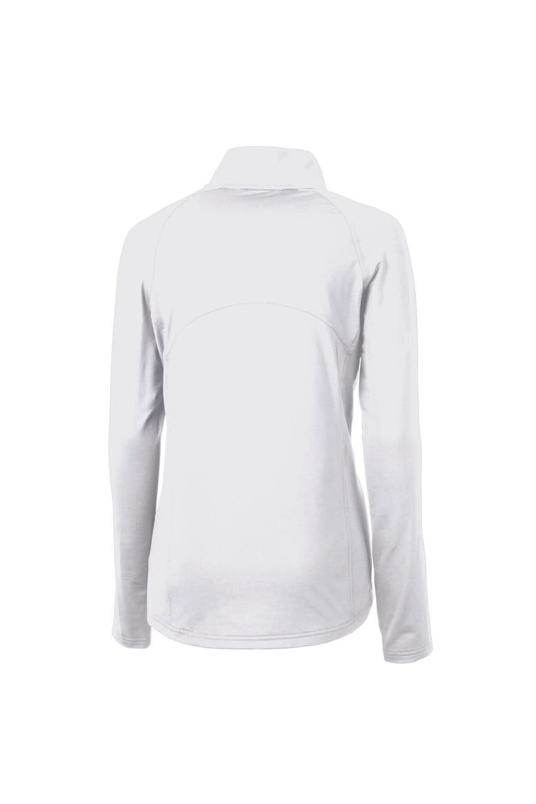 Women's Cutter & Buck White Detroit Lions Throwback Logo Adapt Eco Knit Stretch Recycled Half-Zip Pullover Top, Alternate, color, White