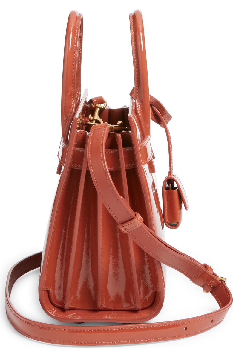 Saint Laurent Nano Sac de Jour Patent Leather Handbag, Alternate, color, Mild Rose