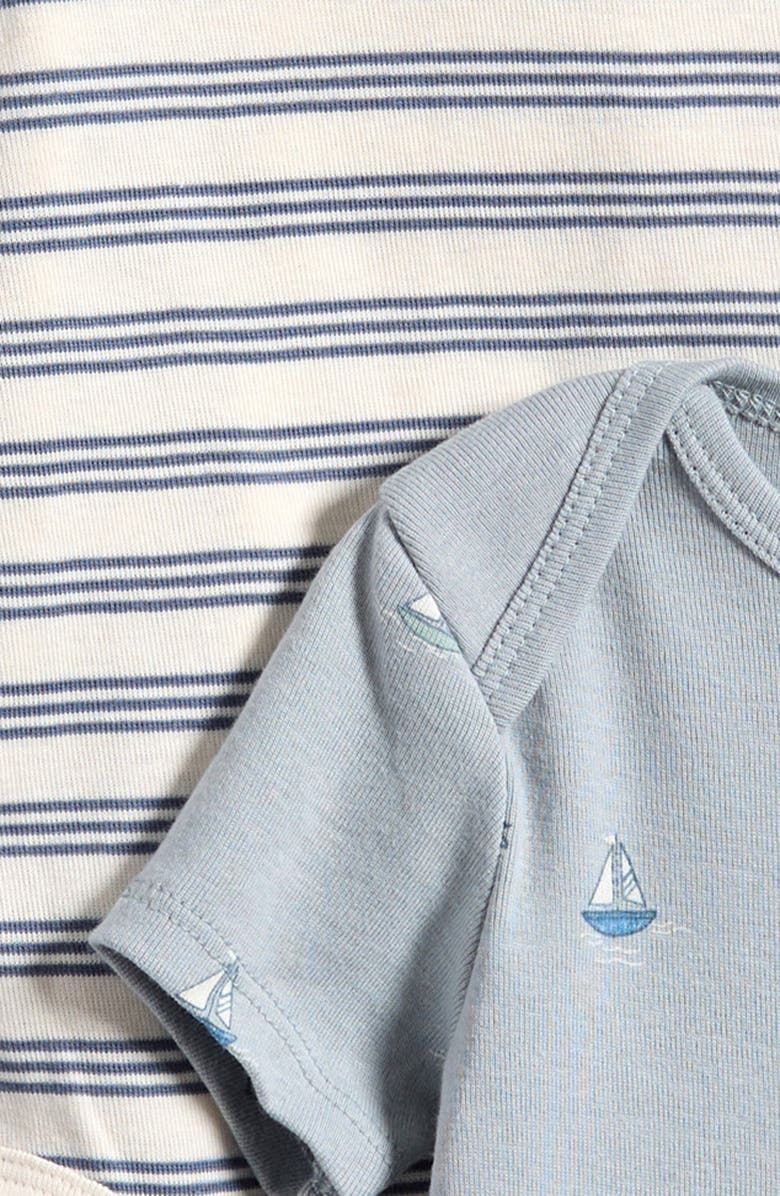 Little Planet 3-Pack Assorted Organic Cotton Bodysuits, Alternate, color, Sailboat