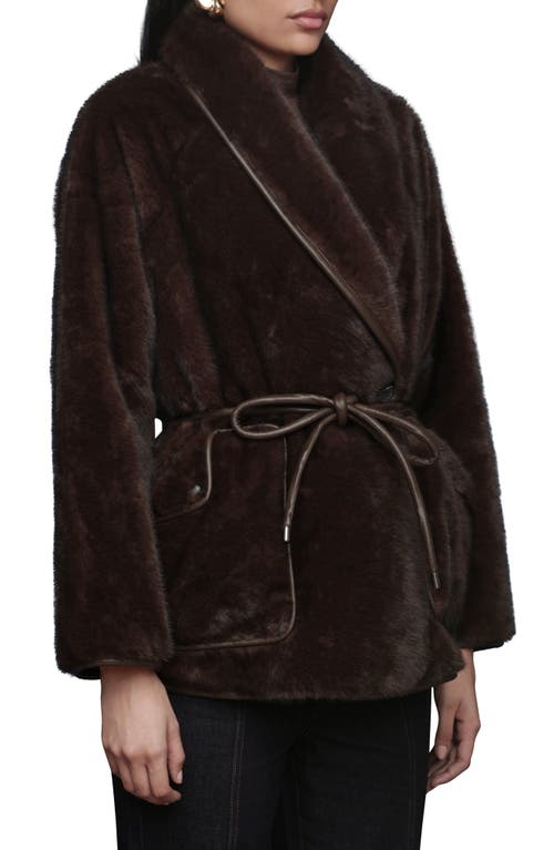 Avec Les Filles Shawl Collar Faux Fur Jacket In Black