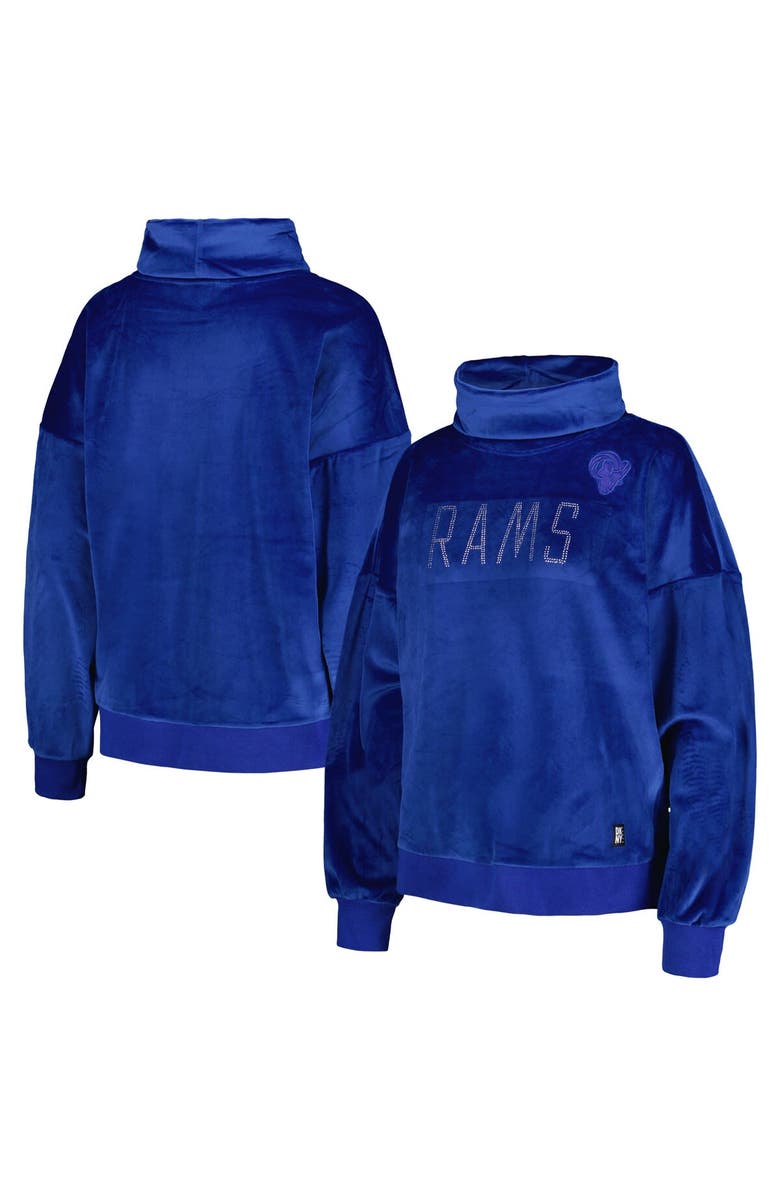 DKNY SPORT Women's DKNY Sport  Royal Los Angeles Rams Deliliah Rhinestone Funnel Neck Pullover Sweatshirt, Alternate, color, Royal