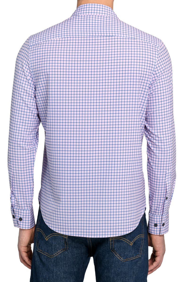 CONSTRUCT Grid Print Stretch Dress Shirt, Alternate, color, Navy/ Coral
