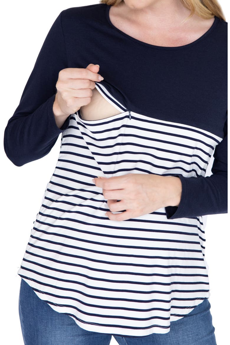 Solid & Stripe Nursing Top, Alternate, color, NAVY