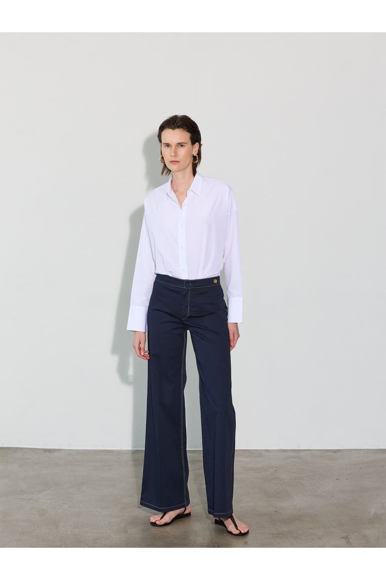Jane Cotton Stretch Flare Trouser, Alternate, color, Blue