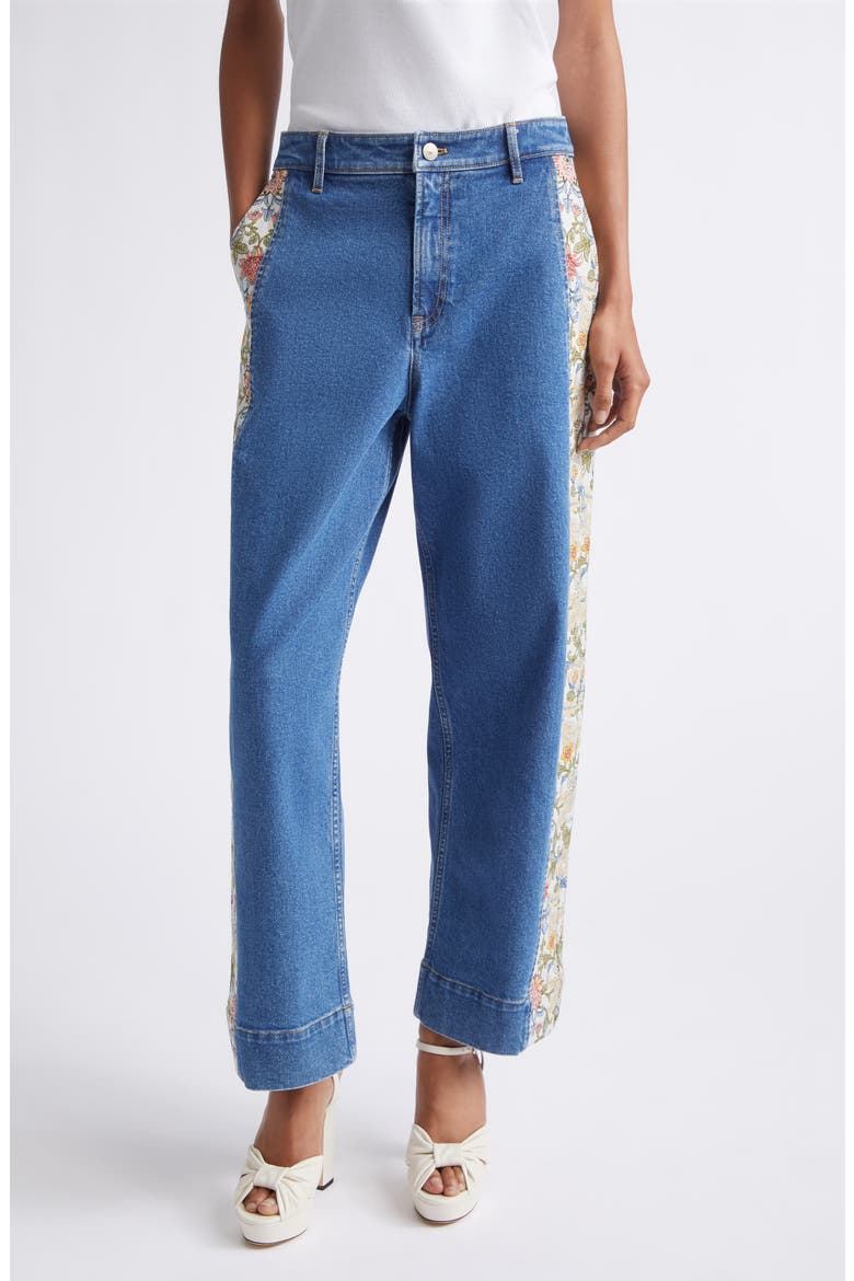 Zoe Patchwork Wide Leg Jeans, Main, color, SAPHIR MULTI