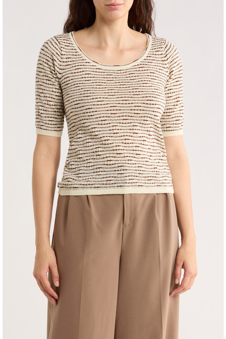 Pattern Elbow Sleeve Sweater, Main, color, IVORY/ ACORN