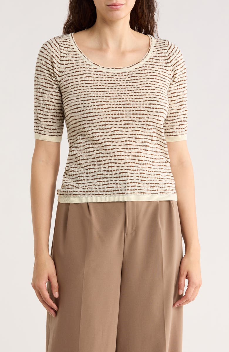 MAX STUDIO Pattern Elbow Sleeve Sweater, Main, color, Ivory/ Acorn
